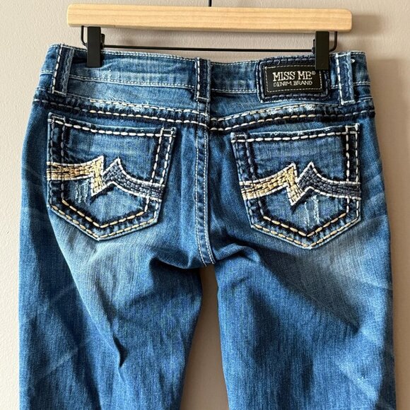 Women's 30 Miss Me Sunny Skinny Distressed Denim Jeans Low Rise Medium Wash - Picture 5 of 11